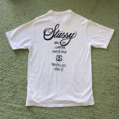 Stüssy ホワイト ポロシャツ Tシャツ デカロゴ バックプリント