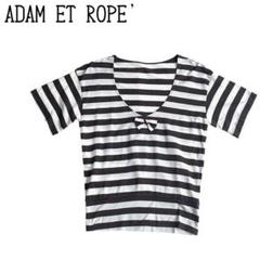 [古着] ADAM ET ROPE’ 38 U首 リボン ストライプ柄