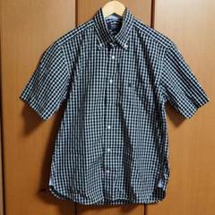 ポロ　黒　白　格子模様　総柄　シャツ　半袖　夏　綿