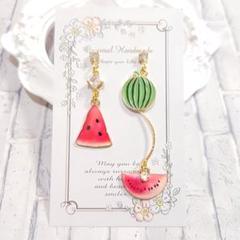 再販☆大人可愛い♡ゆらゆら スイカ ピアス♡キュービック