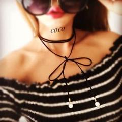 パールリボンチョーカー✨ロング ラリエット zara asos acne 系