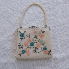 VINTAGE 80s 90s昭和レトロ 花柄 ビーズバッグ がま口 刺繍