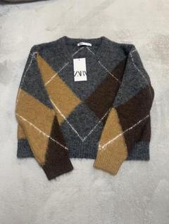 新品未使用 ZARA アーガイル ハイネック ニットセーター ダイヤ 柄 ダイヤモンド柄ニットセーター - マルチカラ― | ZARA Japan / 日本
