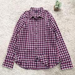 【GAP】ギンガムチェック柄 長袖シャツ L カラーキーパー コットン