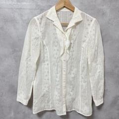 ROCHAS ロシャスプルミエール　ホワイト レース フリル付きシャツ　9サイズ