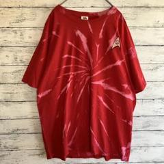 古着 FRUIT OF THE LOOM Tシャツ タイダイ ブリーチ 赤 XL