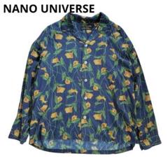 NANO UNIVERSE フラワー総柄 リラックスシャツ長袖ネイビーＭ