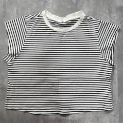 オリジナル【S】Tシャツ クルーネック ボックスシルエット ボーダーデザイン