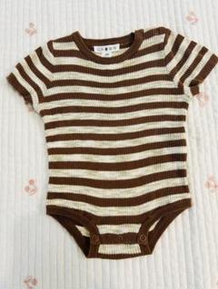 GROWN ロンパース 3months ボーダーブラウン