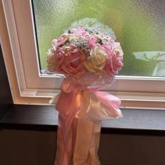 結婚式　ピンクホワイト造花ブーケ
