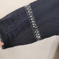 ネイビー七分袖ロングワンピース