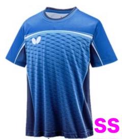 卓球ユニフォーム　 フルグレス・シャツ ブルー SSサイズ