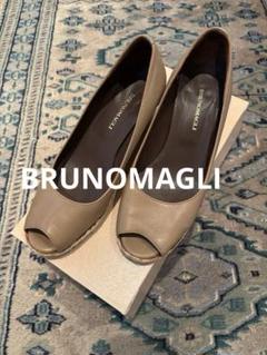 BRUNOMAGLI ベージュオープントゥヒール35 1/2
