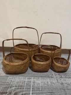 手作り竹籠真竹製ざる入れ子6個セットぽっくり様おまとめ分
