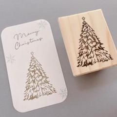 消しゴムはんこ　星付きクリスマスツリーはんこ　持ち手付きのサムネイル