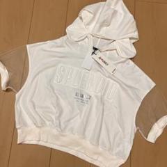 9新品160cm定価4290円バイラビットのクマ耳フードエンボスロゴTシャツ