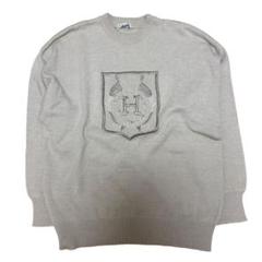エルメス HERMESロゴ刺繍 長袖ニット ネイビー