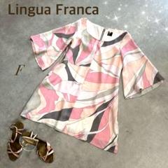 Lingua Franca抽象模様 フレアスリーブチュニック・ミニワンピースF