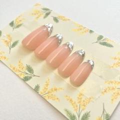 【オーダー】キラッとガラスフレンチネイル ネイルチップ