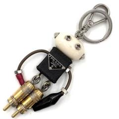 プラダ キーホルダー ロボット エドワード 三角ロゴプレート サフィアーノレザー 大人気ギフト PRADA◇サフィアーノレザー ロボットキーホルダー
