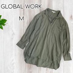 GLOBAL WORK スキッパーブラウス　コットンセルロース 長袖　M