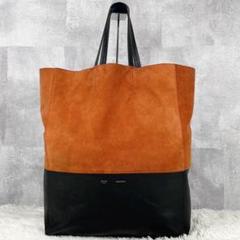 A4可 美品 セリーヌ レザー トートバッグ バーティカル カバ ロゴ型押し A4可 美品 セリーヌ レザー トートバッグ バーティカル カバ