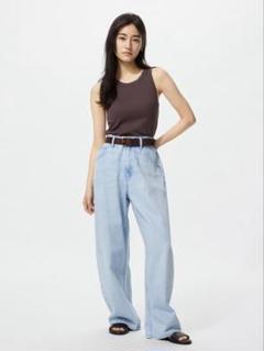 UNIQLO 21 丈短め バギーカーブジーンズ 62ブルー