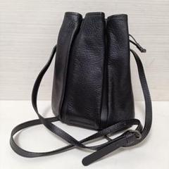 OSAM 本革レザー 巾着ミニショルダーバッグ クロスボディー ブラック 美品
