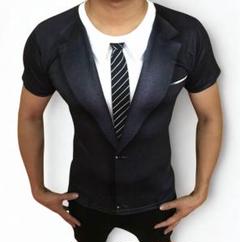 サラリーマン スーツ おもしろ Tシャツ 衣装 半袖 コスプレ グッズ (M)