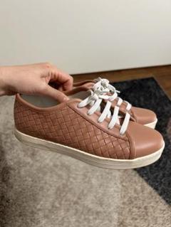 BOTTEGA VENETA 編み込みスニーカー スモーキーピンク 37