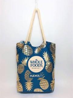ハワイ WHOLE FOODS限定 エコバッグ ネイビー 紺 パイナップル柄