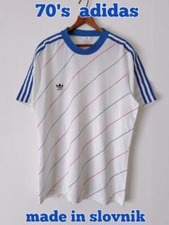 70's adidas Tシャツ　トレーニングシャツ トレフォイルロゴ　ユーロ