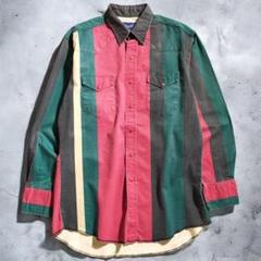 希少 90s Wrangler ストライプ ウエスタン シャツ 長袖 USA製