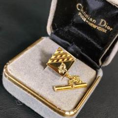 【極美品】Dior　ディオール　ネクタイピン　ゴールド　スクエア　メッシュ　ロゴ