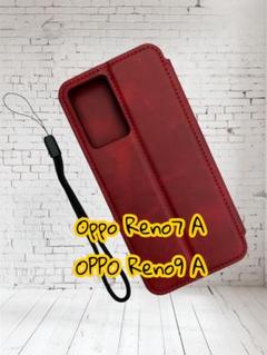 Oppo Reno7 A/Reno9 A 手帳型ケース レッド　カード収納