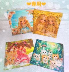 フラットポーチ♡レディ＆にゃんこ
