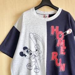90s USA製古着　ヴィンテージ　切り替えTシャツ　ミッキーマウス　霜降り