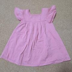 BONTON　ボントン　ピンク刺繍フリル袖チュニック　110cm