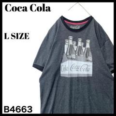 古着 コカコーラ 企業系 コーラ瓶ケース プリント リンガーTシャツ グレー L