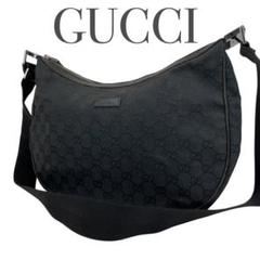 ✨良品　GUCCI グッチ　ショルダーバッグ キャンバス レザー ハーフムーン