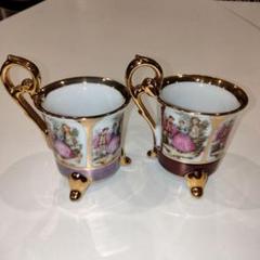 大橋陶器　デミカップ　カップ＆ソーサー　箱付き　926エンヂ　かわいい昭和レトロ OHASHI CHINA 大橋陶器 カップ＆ソーサー デミタスカップ