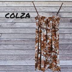 COLZA 花柄 キャミソール キャミソールワンピース ブラウン系 ボタニカル柄