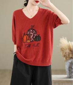 Tシャツ プリント おしゃれ度高め 無地 大きいサイズ サマーニット ゆったり
