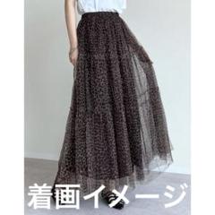 美品　GU ティアードフリルチュールボリュームスカート　レオパード　Sのサムネイル