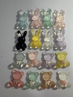 3.うさぎ・くま パステルカラー 立体パーツ・クリアパーツ まとめ売り