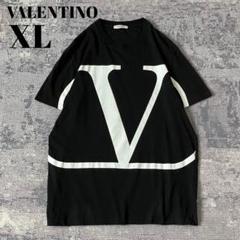 【QR確認済/XL】ヴァレンティノ ビッグロゴ入りTシャツ Vロゴ ブラック 黒