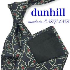 【美品】dunhill ネクタイ ダンヒル 総柄 小紋柄 ブラック 黒