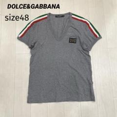ドルチェ&ガッバーナ VネックTシャツ 英字柄 52 イタリア製 DOLCE&GABBANA ドルチェ&ガッバーナVネック Tシャツ 48 グレー