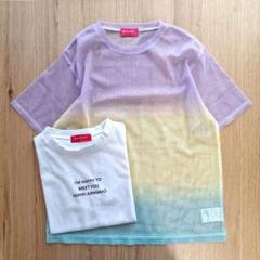 レピピアルマリオ S 150 レインボー メッシュ チュール Tシャツ 白