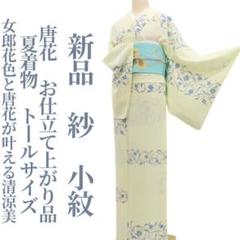 新品 紗 唐花 お仕立て上がり品 夏着物 仕付糸付 トールサイズ